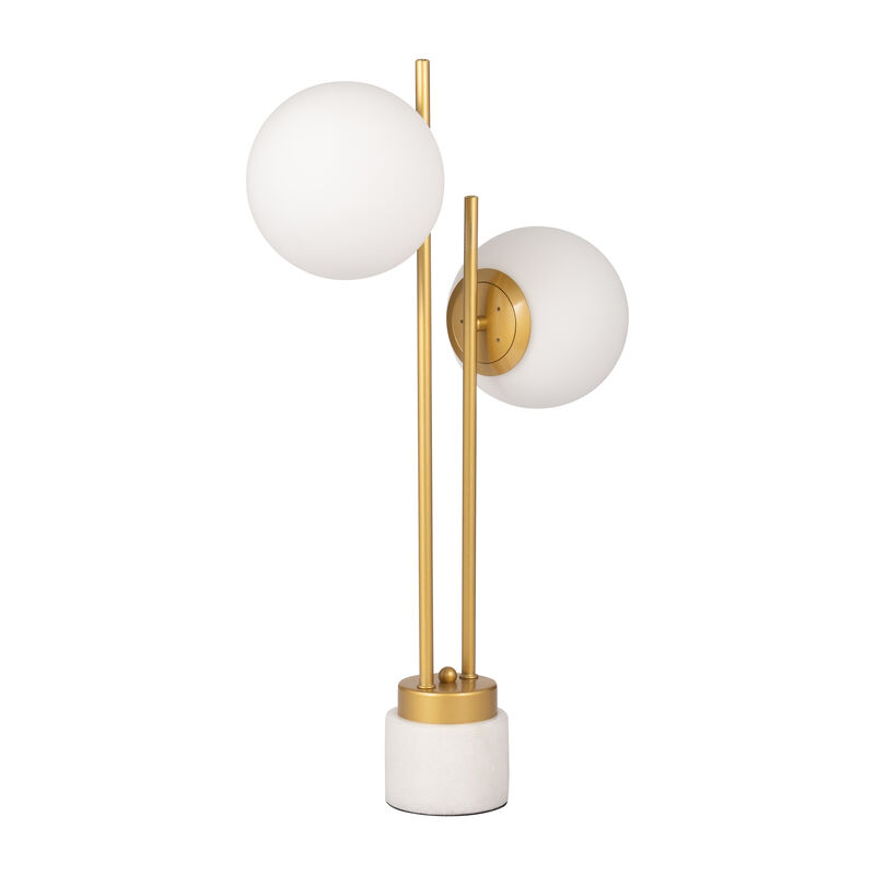 Glass/brass 23" Double Diffuser Table Lamp, Gold image number 2