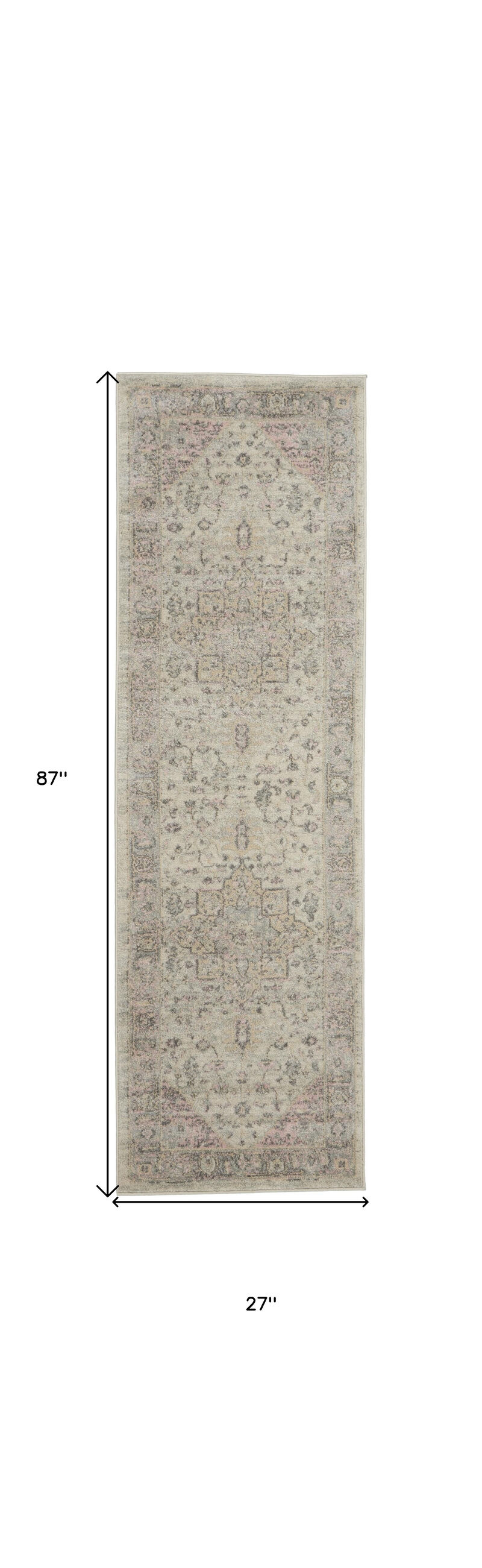 HomeRoots Floral Medallion Distressed Runner Rug image number 2