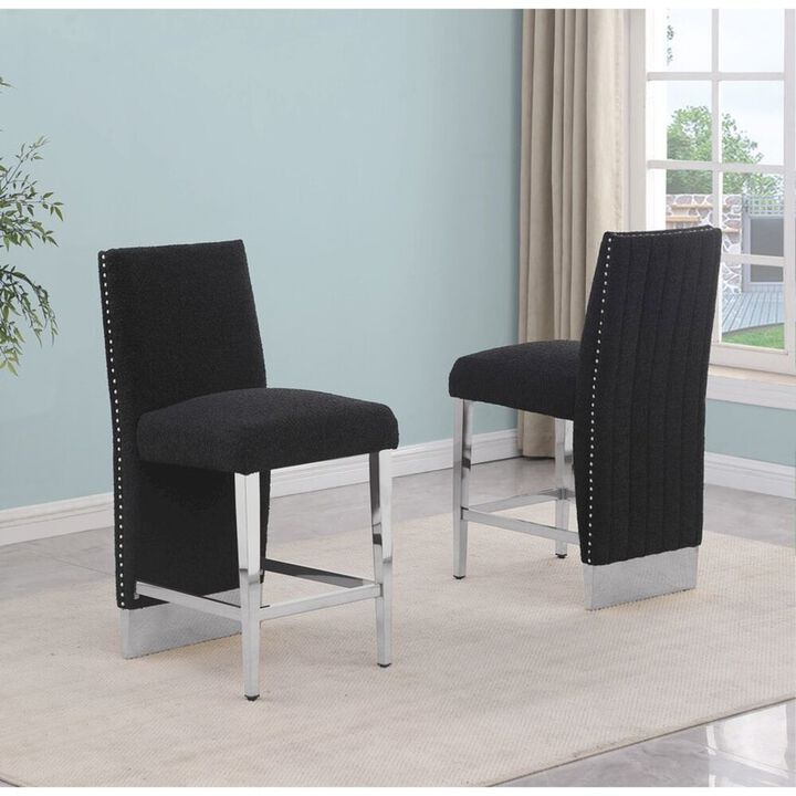 Best Quality Furniture Luxe Black boucle counter height chairs - Set of 2