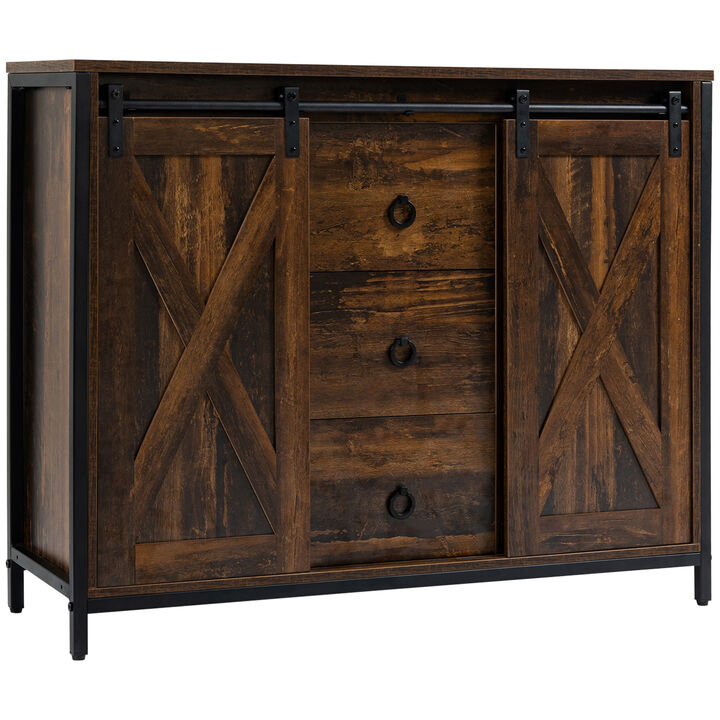 Dirvbi Farmhouse Industrial Sideboard Buffet Cabinet