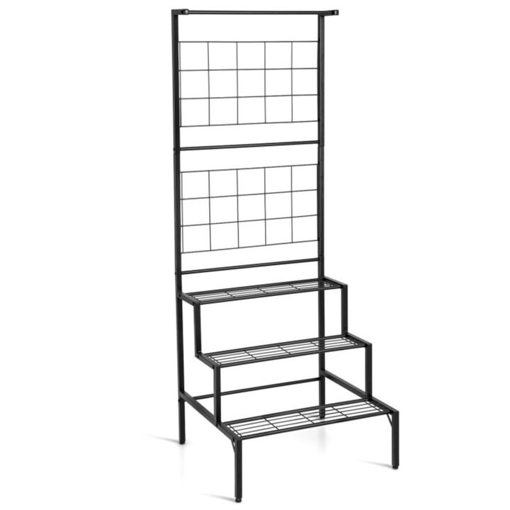 Hivvago 3-Tier Hanging Plant Stand with Grid Panel Display Shelf