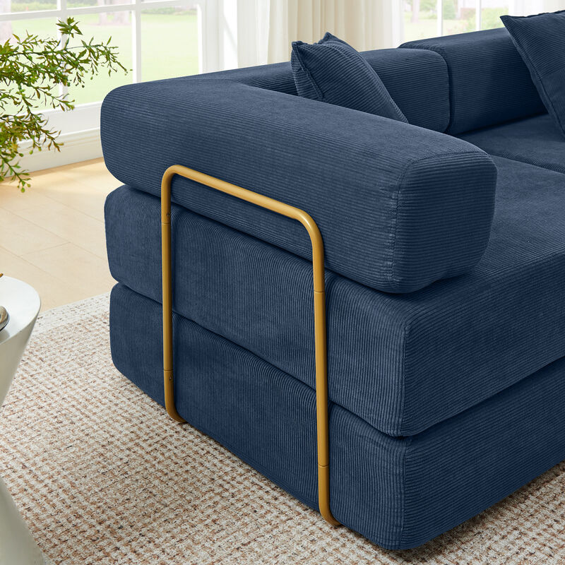 Merax Convertible Modular Corduroy Sectional Sofa Bed image number 3
