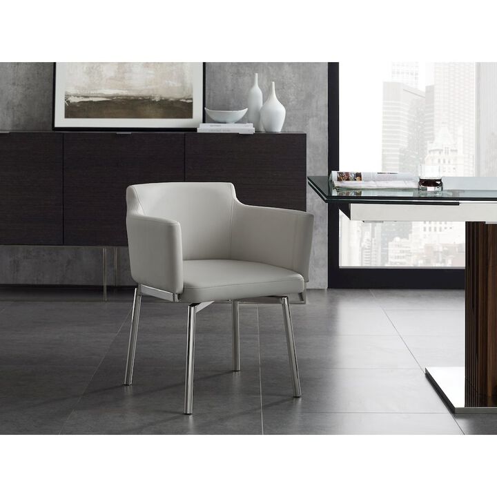 Casabianca Home Suzzie 180 Swivel Arm Dining Chair In Gray Pu Leather