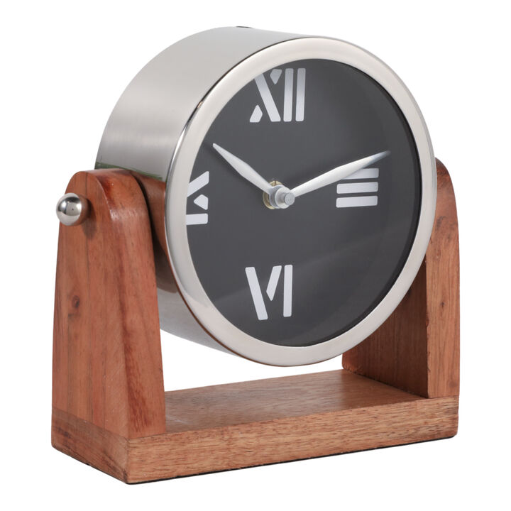 7x7" Clock On Wood Base