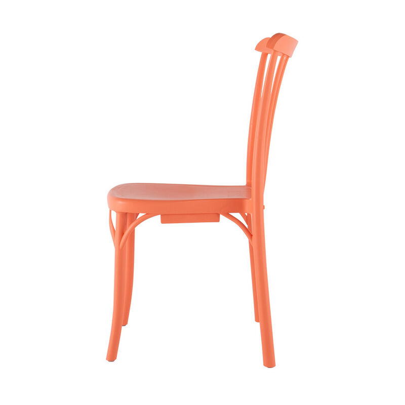 HomeRoots Set of Two Salmon Heavy Duty Plastic Outdoor Stacking Dining Chairs image number 4