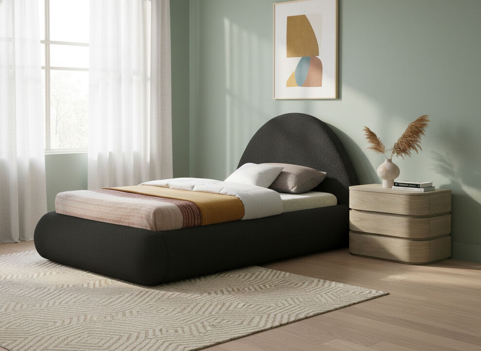 Meridian Furniture Rudy Black Teddy Fabric Twin Bed