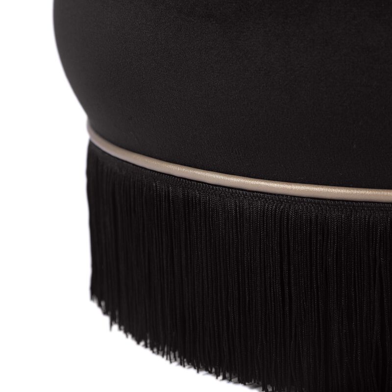 TOV Furniture Lakka Black Velvet Ottoman image number 5