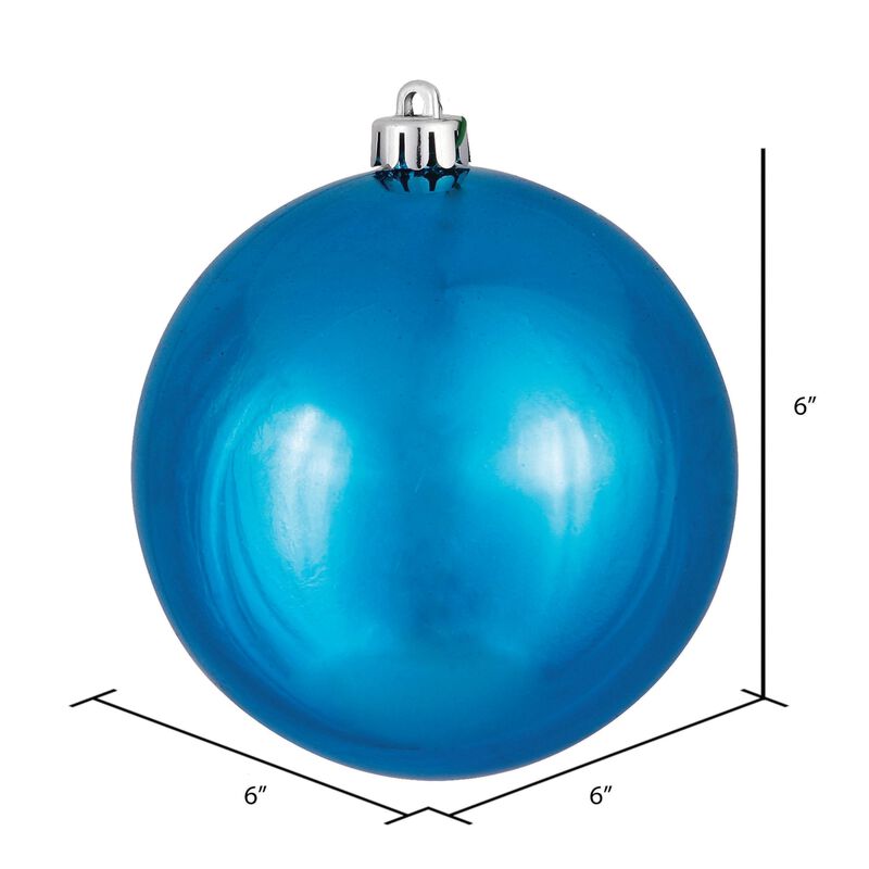 Vickerman 10" Turquoise Shiny Ball Ornament - Shatterproof and UV Resistant - Shiny Blue Christmas Ornament - Reliable and Durable - Ready to Hang - Festive Ornament image number 1