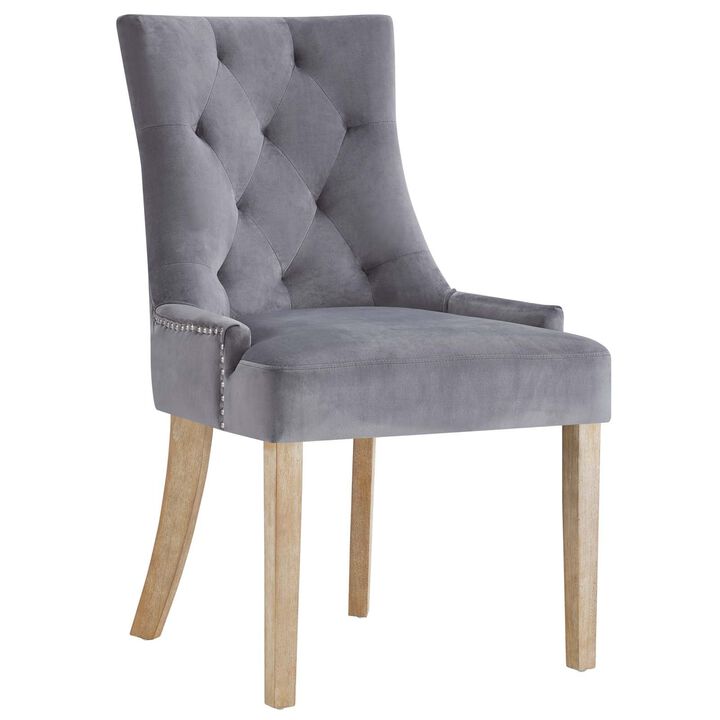 Modway EEI-2577Pose Tufted Performance Velvet Upholstered Dining Chair with Nailhead Trim in Gray