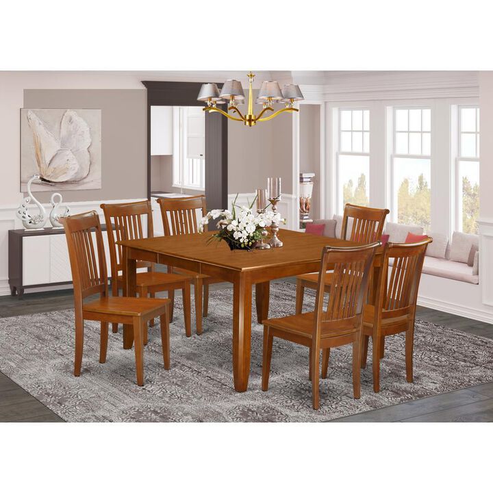 7 Pc Dining set-Table with Leaf and 6 Dinette Chairs