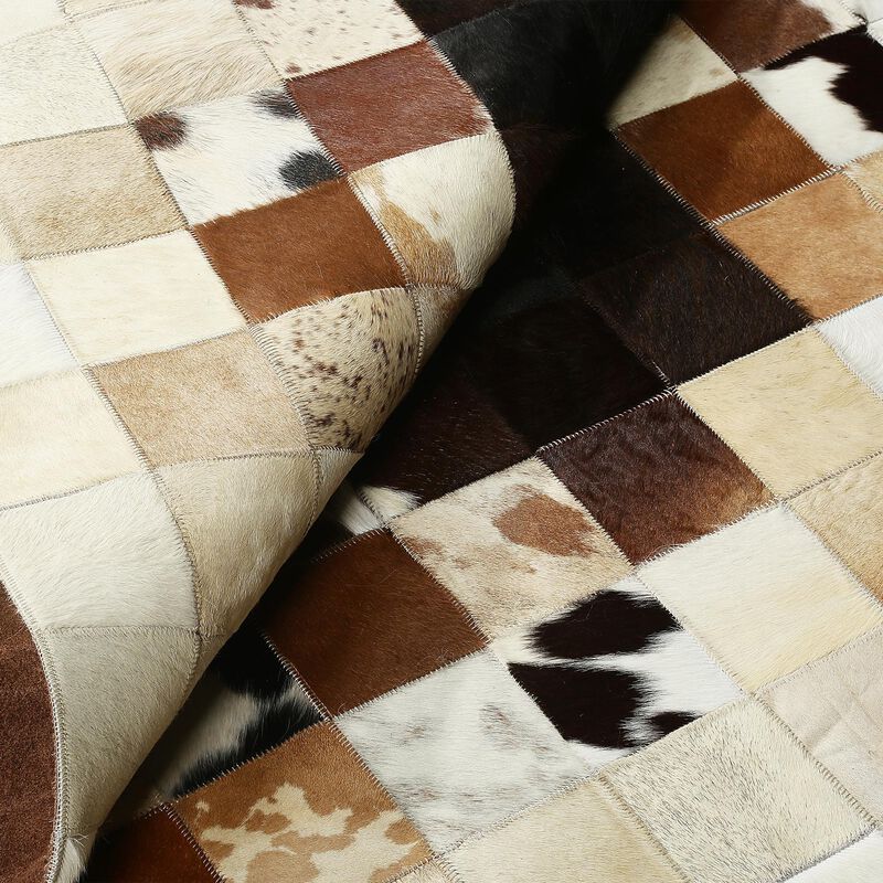 Natural Earth Tone Cowhide Patchwork Rug image number 2