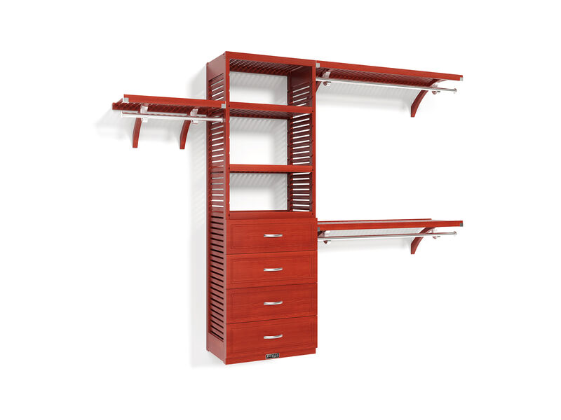 Solid Wood Walk-In Closet Organizer with 4 Drawers
