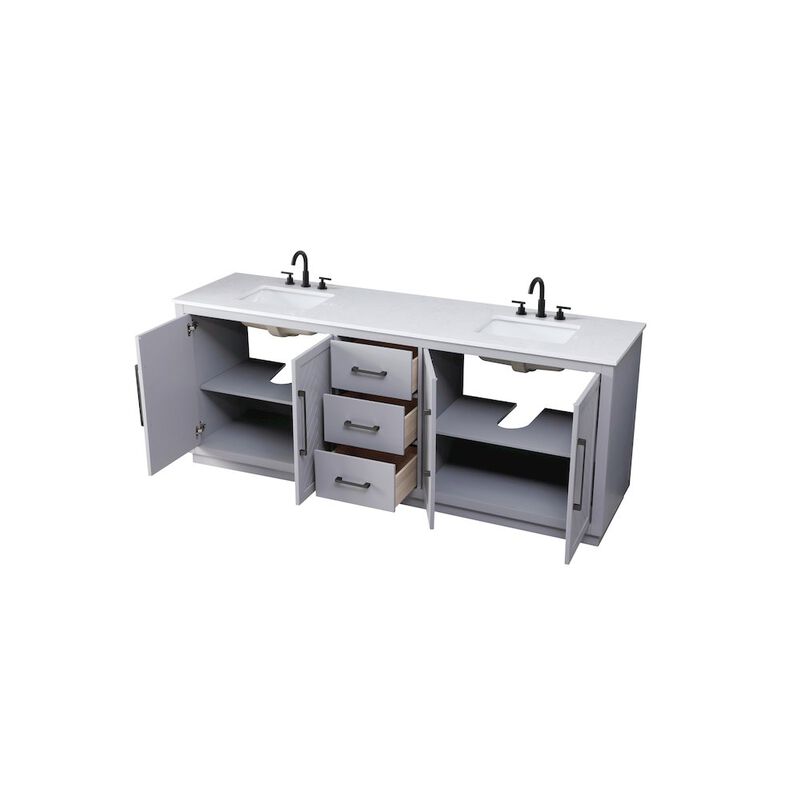 Elegant Kitchen and Bath 84 inch Double Bathroom Vanity in Grey