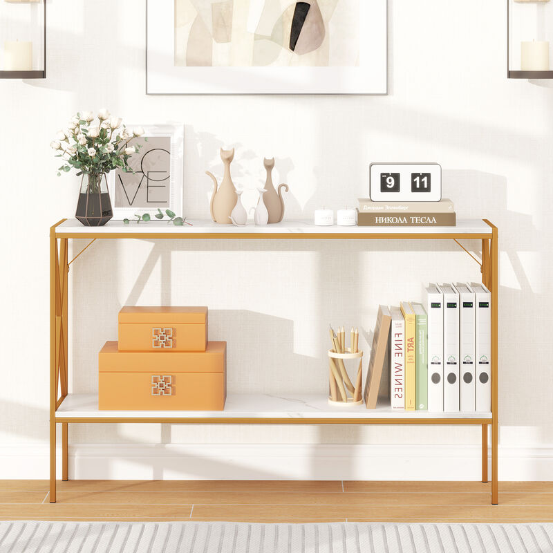 Compact Narrow Console Table with 2-Tier Storage – Entryway or Living Room Furniture