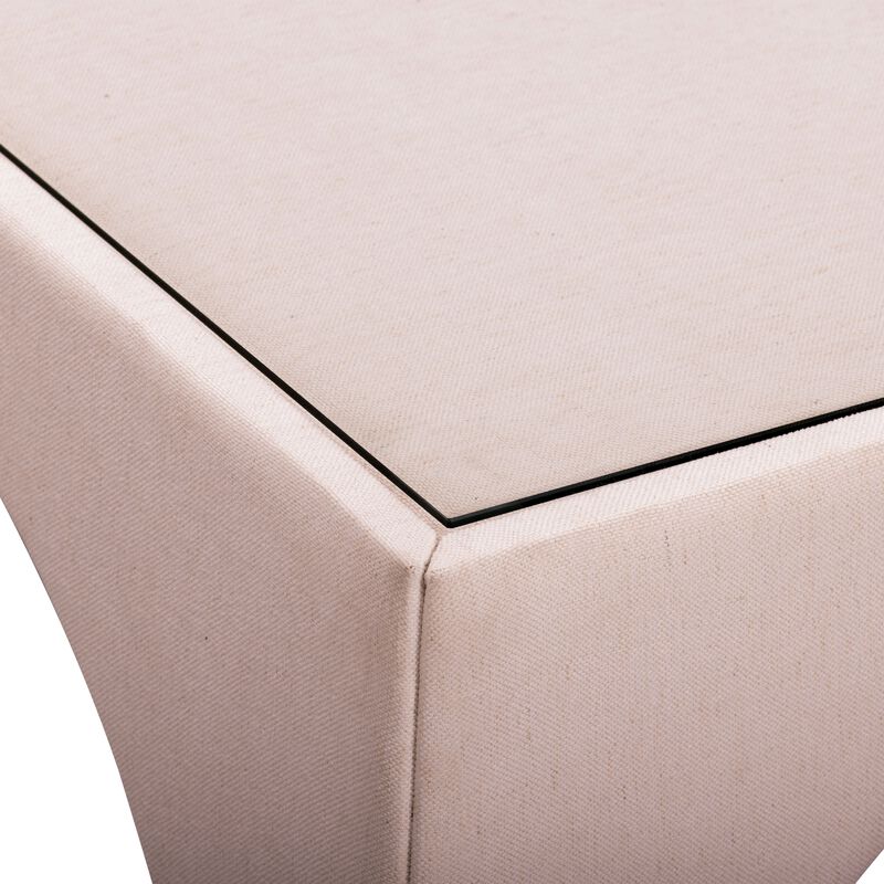 Tomlin Cream Performance Chenille Game Table and Ottoman Set image number 6