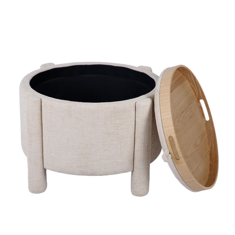 Bellamy Curry Chenille Storage Stool With Reversible Tray Top image number 5
