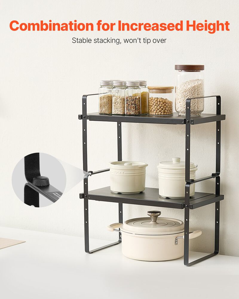 2-Tier Cabinet Organizer Shelf Steel Counter Spice Rack for Kitchen image number 3