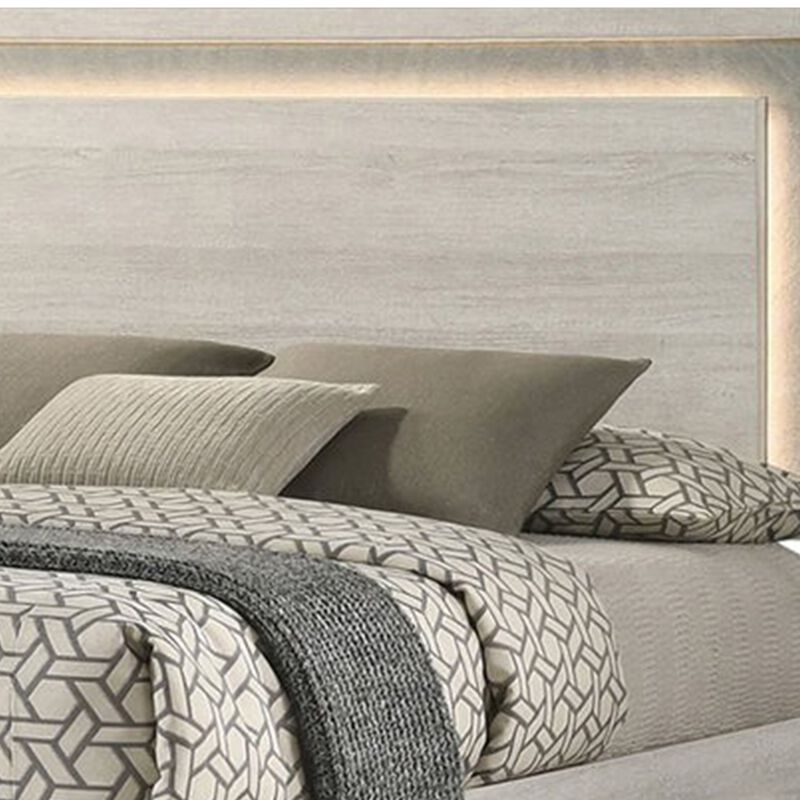 Queen Bedroom Set, White Wash, Stone Gray, 3 Piece Set with 2 Nightstands image number 4