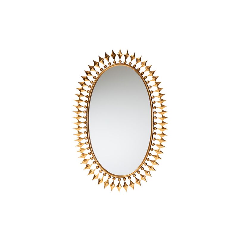 Baxton Studio Rogier Modern Glam and Luxe Antique Goldleaf Metal Accent Wall Mirror