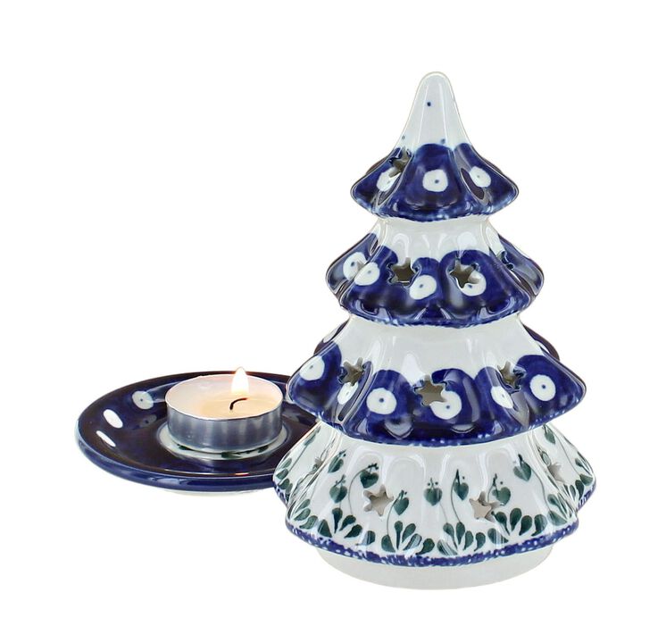 Blue Rose Polish Pottery Alyce Small Christmas Tree Luminary