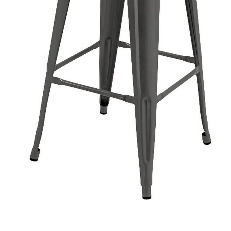 Giri 26 Inch Counter Stool Chair, Set of 4, Footrest and Tapered Legs, Light Gray - Benzara