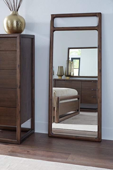 Sol Beveled Glass Floor Mirror in Brown Spce