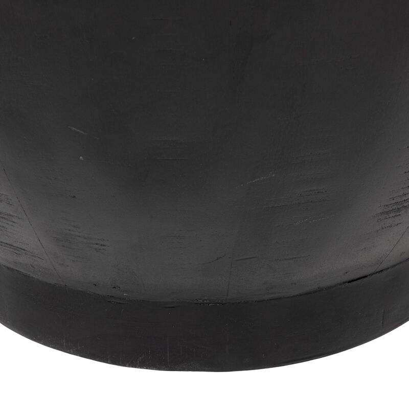 Round Mango Wood Drum End Table with Combed Finish, Black image number 5
