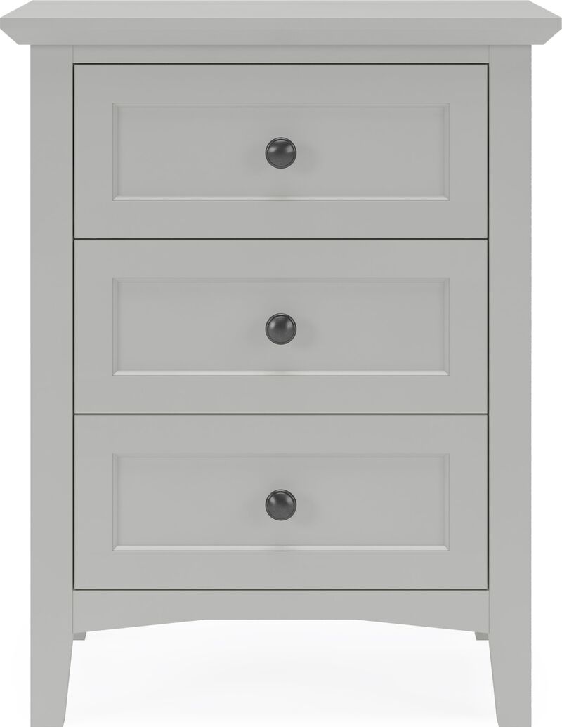 Grace Three Drawer Nightstand in Elephant Grey