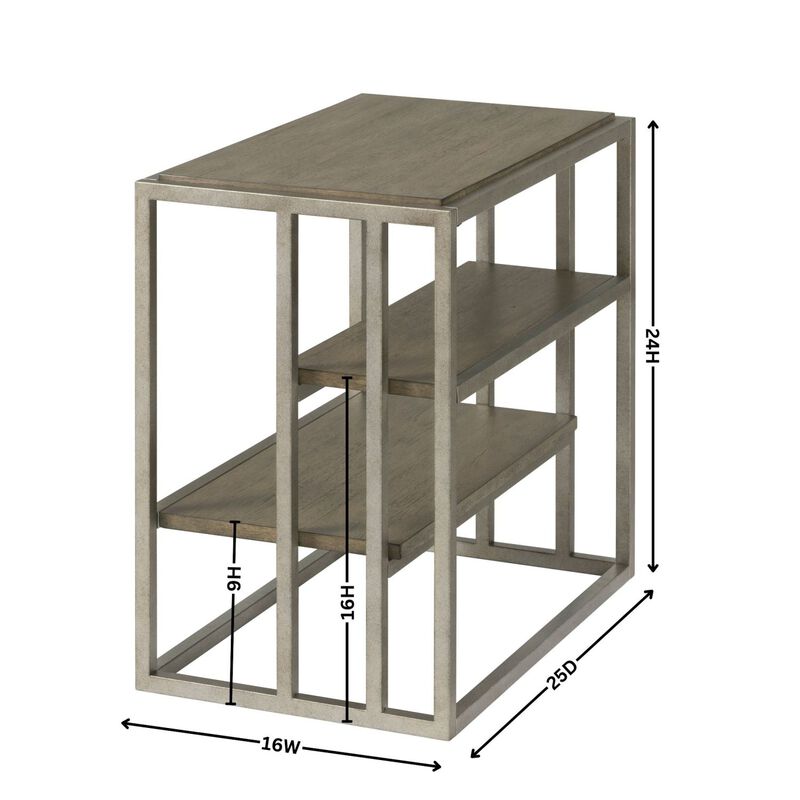 Streamdale Metal Frame Wood Living Room Chairside Table with Shelf image number 6