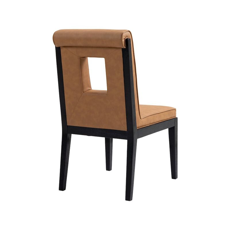 Meridian Furniture Gwendolyn Cognac Vegan Leather Dining Side Chair, Set of 2