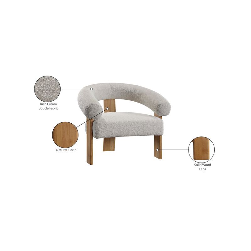 Meridian Furniture Winston Cream Boucle Fabric Accent Chair