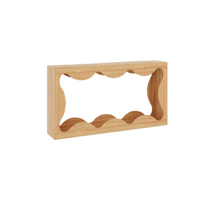 63 Inch Farmhouse Scalloped Console Table for Entryway, Narrow Wood Sofa Table Behind Couch image number 0