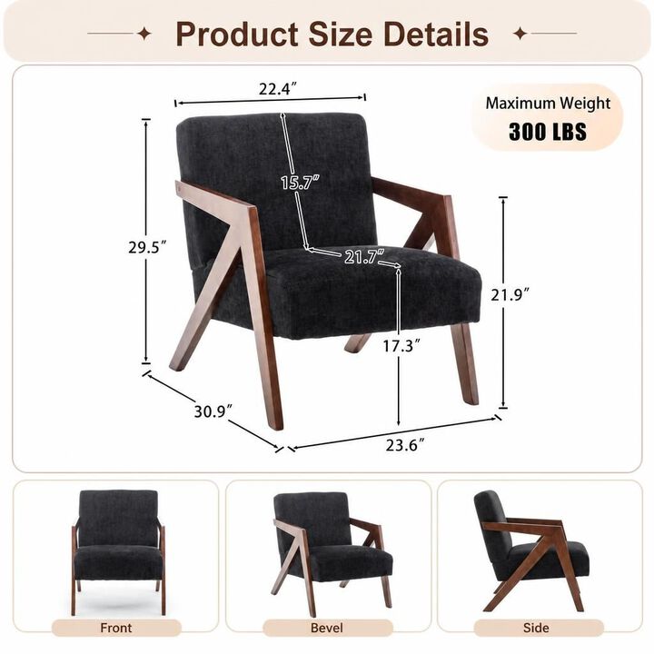 GOODSILO Mid-Century Modern Upholstered Accent Armchair with Sturdy Wood Frame, Comfortable Seating for Living Room Bedroom Office