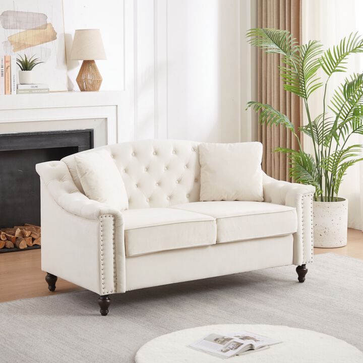 Frak 58.5" Velvet Chesterfield Loveseat