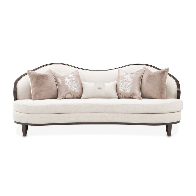 Michael Amini Camellia Field Chenille Sofa - Linen/Warm Pecan