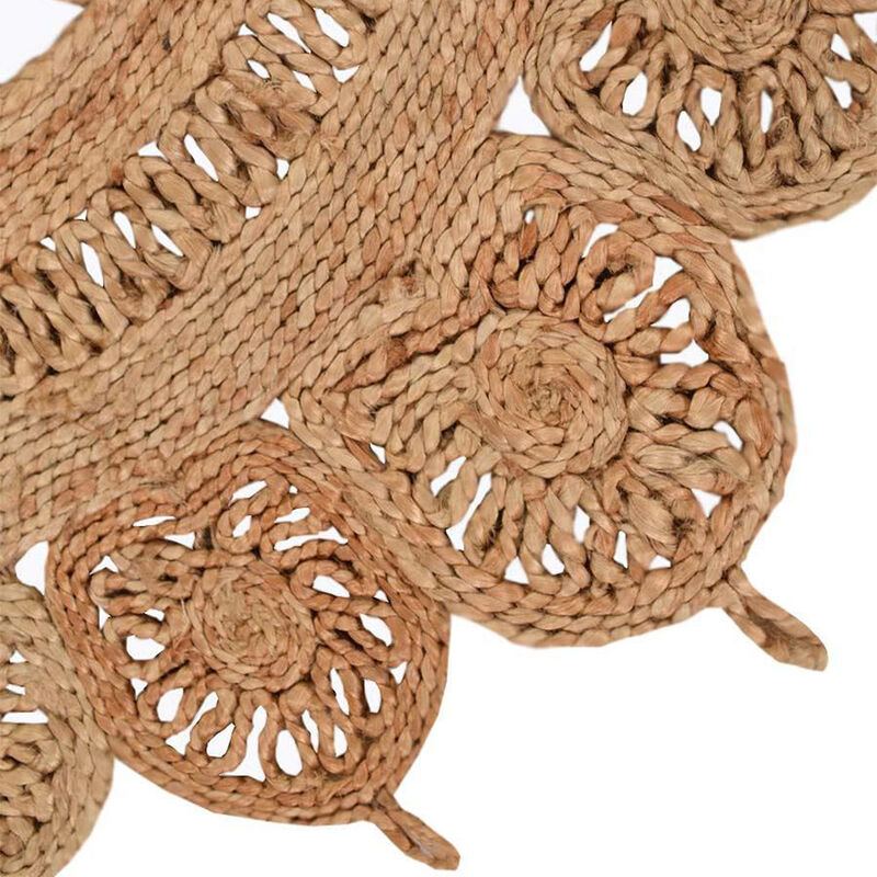 HAND WOVEN FLAT WEAVE KILIM JUTE ECO-FRIENDLY Oriental AREA RUGS- 5'x6''7', Oval Shape, Beige Color, Oriental, High Pile, Natural Fiber, Outdoor Indoor Handmade Area Rugs for Living Room (J00089)