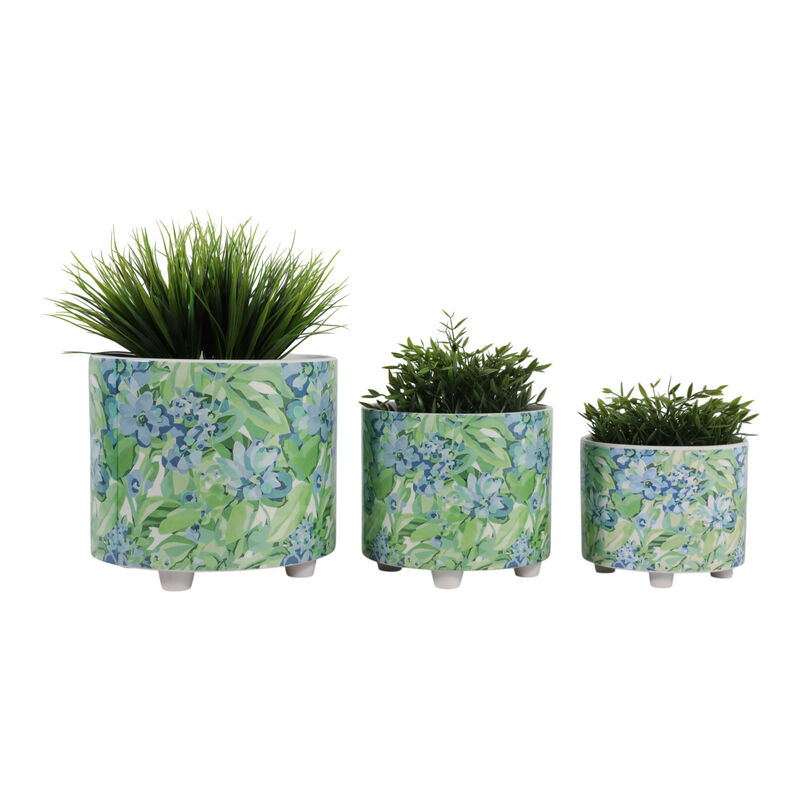 S/3 Blue Flowers Planters image number 1