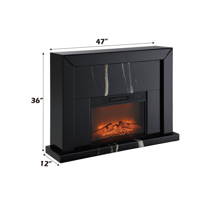 Black Mirrored Finish Fireplace image number 2