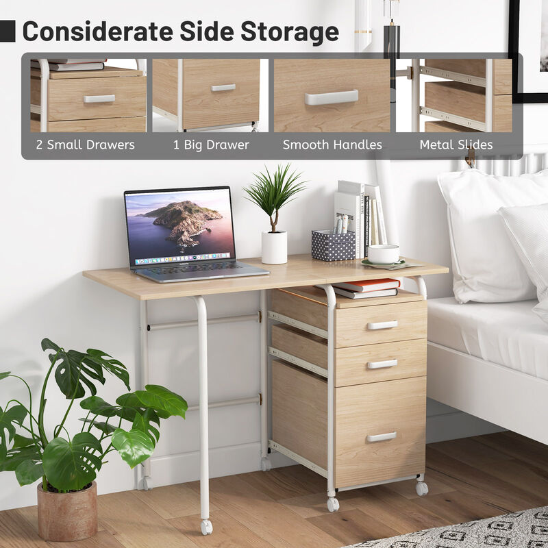 Folding Computer Laptop Desk Wheeled Home Office Furniture image number 4