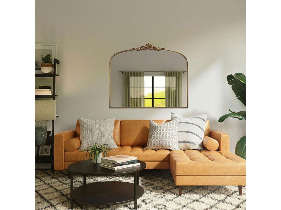 30x36 Inch Vintage Gold Ornate Arched Wall Mirror