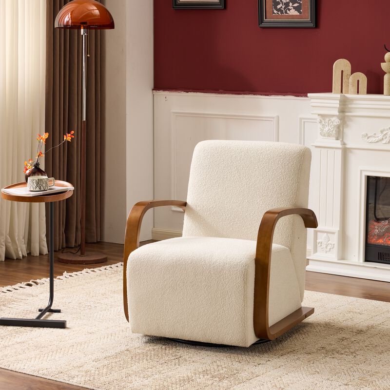 GOODSILO Swivel Accent Chair with Ergonomic Cushion, Curved Armrests, 360-Rotation for Living Room, Reading Nook, Home Office image number 2