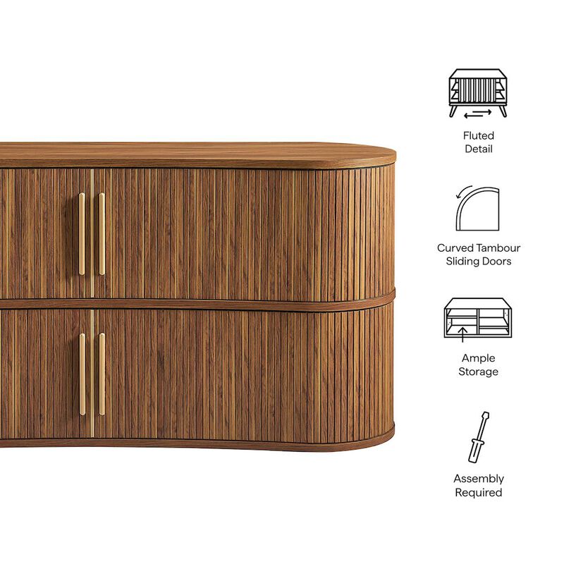 Radcliffe 63" Curved Fluted Sideboard Buffet Cabinet image number 1