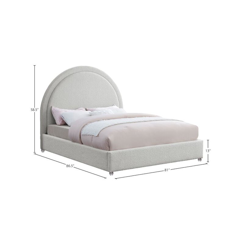 Meridian Furniture Milo Cream Fabric King Bed