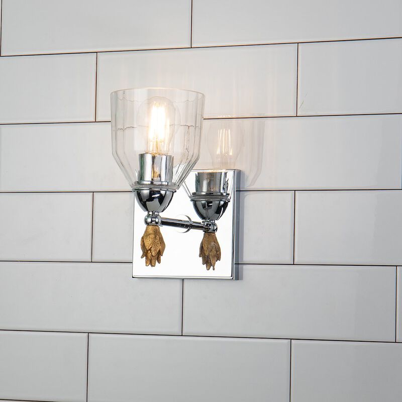 Lucas McKearn Felice 1 Light Wall Sconce In Polished Chrome With Gold Accents