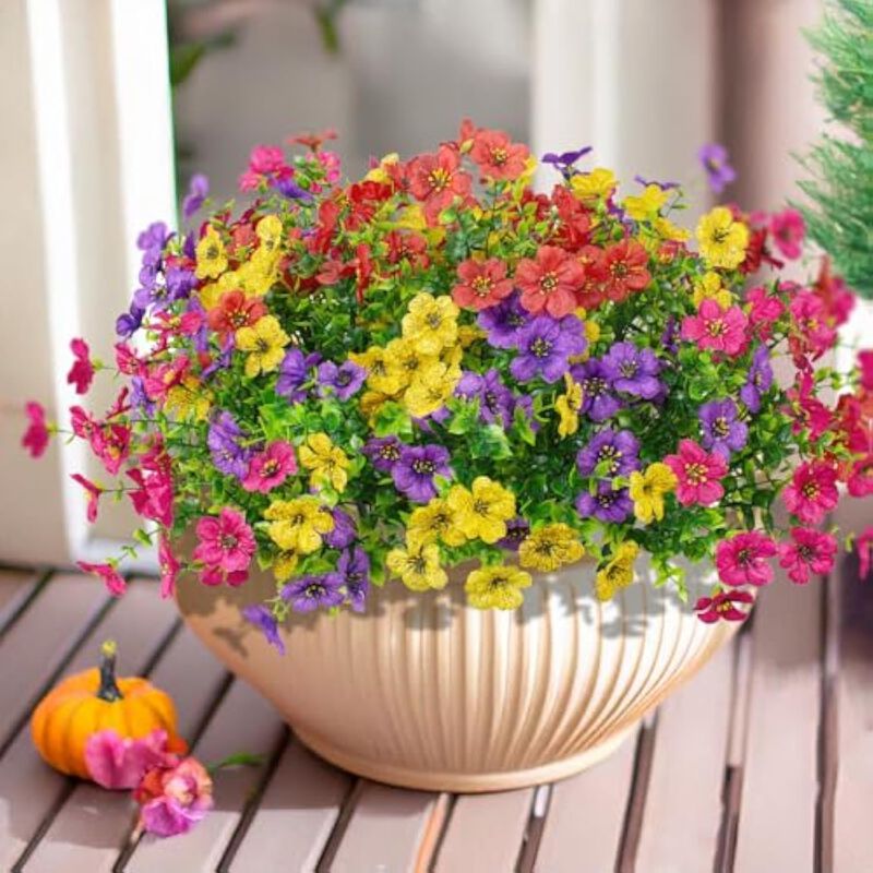 16 Bundle Colorful Artificial Eucalyptus Flowers UV Resistant Outdoor Window Box image number 3