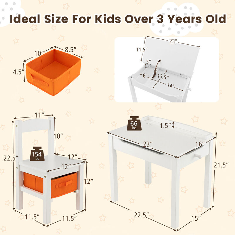 Kids Table and Chair Set with Storage Space for Play and Organization