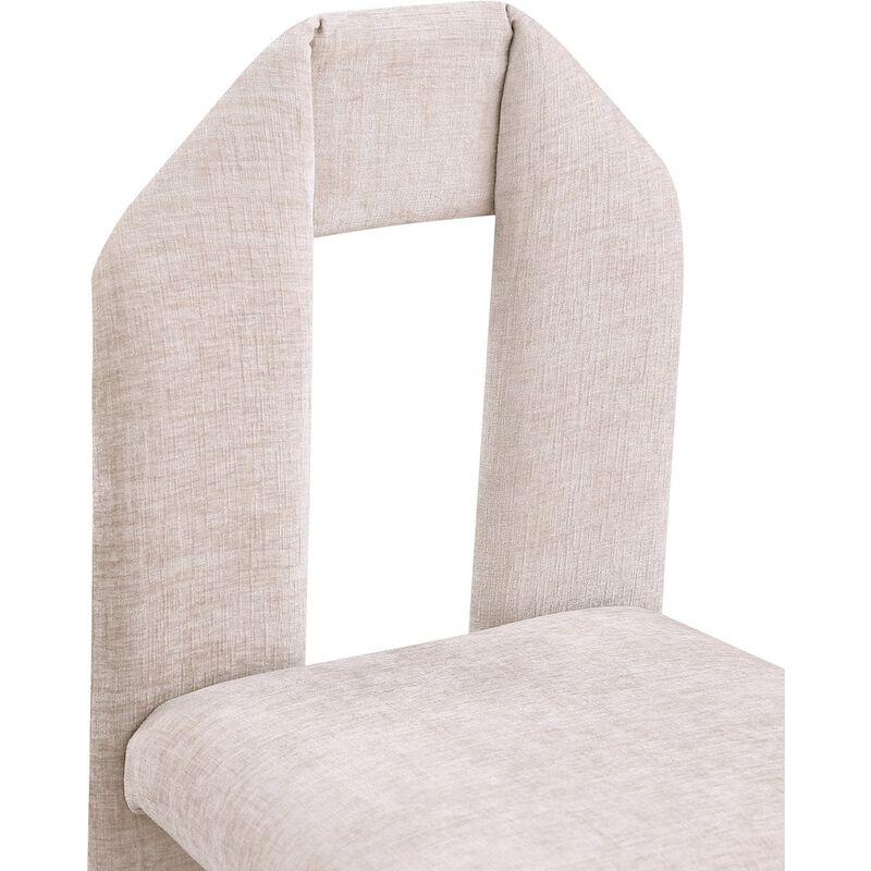 Meridian Furniture Bennett Beige Chenille Fabric Dining Chair, Set of 2