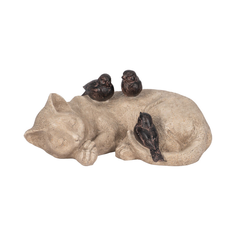 12" Sleeping Kitty With Birds image number 0