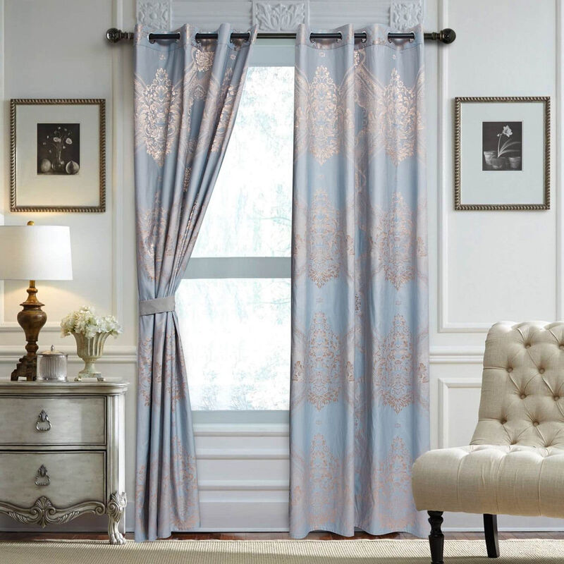 Dolce Mela Curtains Damask Jacquard Grommet Semi-Blackout