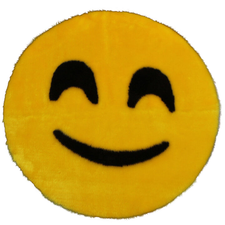 Walk on Me Emoji Faux Fur Soft and Cute 26 in. Smiley Area Rug in France